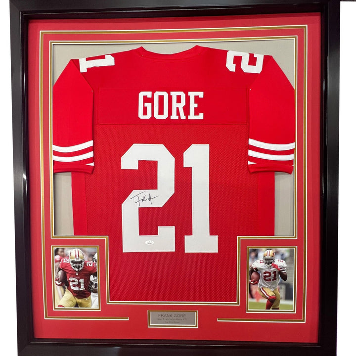 FRAMED Signed FRANK GORE 35x39 San Francisco Red Jersey JSA COA Auto