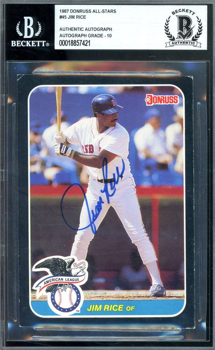 Jim Rice Gem Mint 10 Beckett BAS Signed 1987 Donruss All Stars Autograph