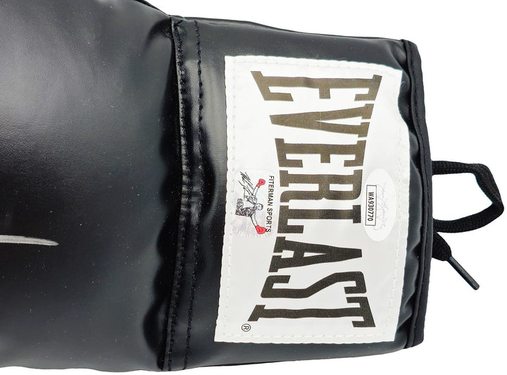 Mike Tyson Signed Black Everlast Boxing Glove (Left Handed LH, Silver) JSA