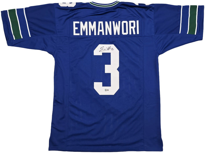 Seattle Seahawks Nick Emmanwori Signed Throwback Blue Jersey Beckett Witness