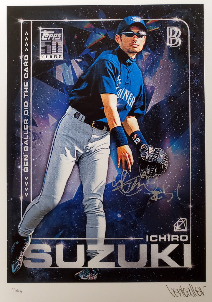 Ichiro Suzuki Signed Framed Topps Project 2020 Print Mariners "51" #/99 IS Holo