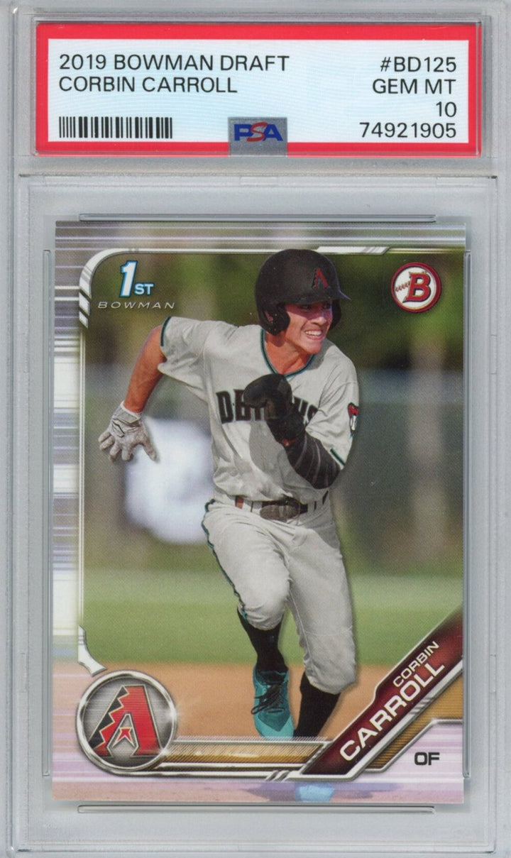 Graded 2019 Bowman Draft Corbin Carroll #BD125 Rookie RC Card PSA 10 Gem Mint