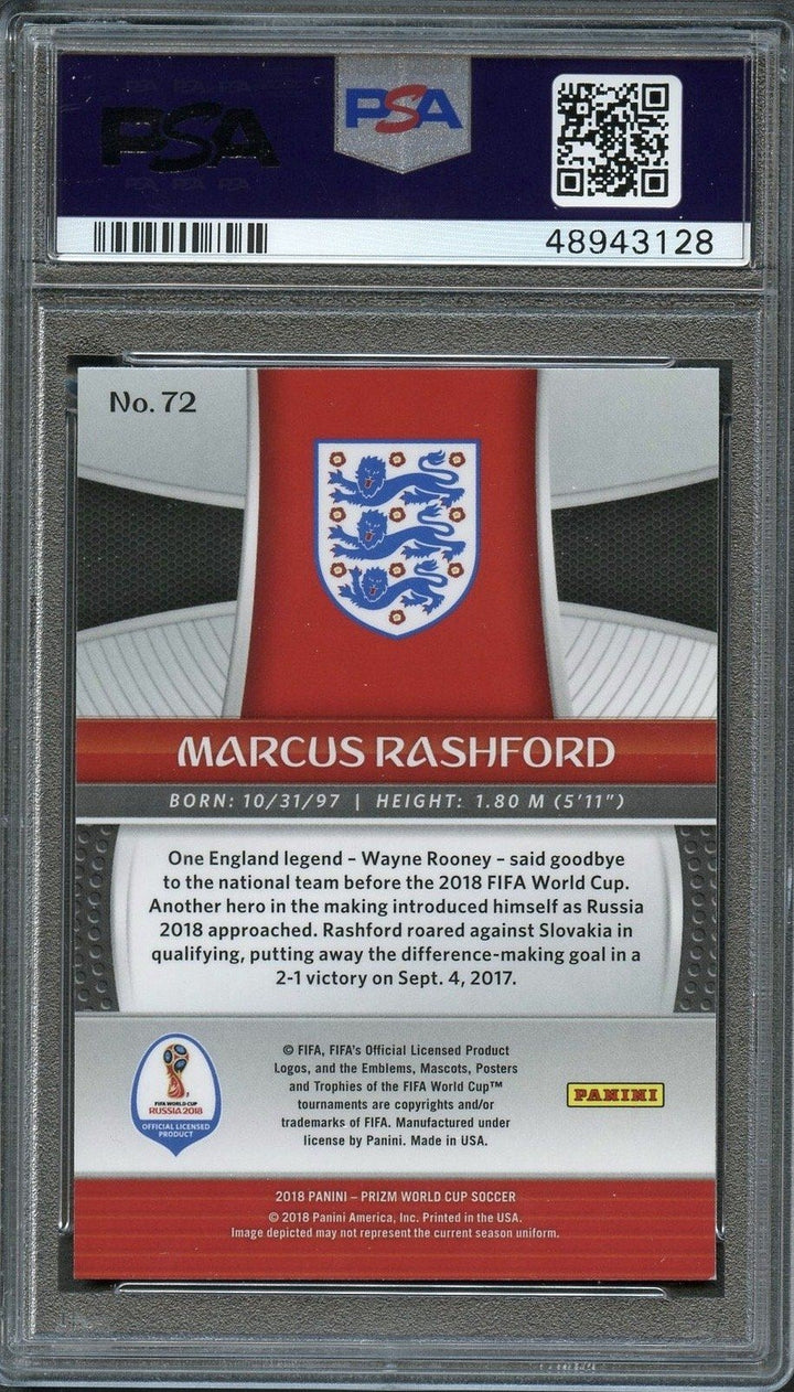 2018 Panini Prizm World Cup #72 Marcus Rashford Prizm PSA 9 Mint