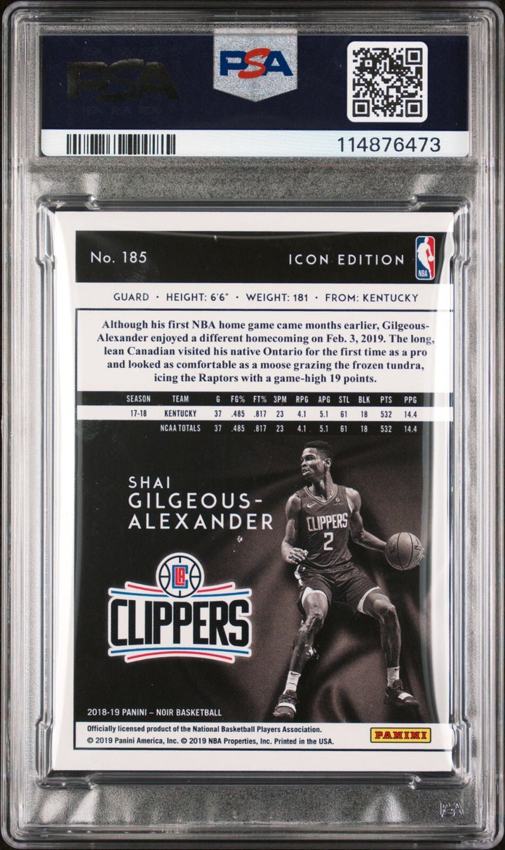 SHAI GILGEOUS-ALEXANDER SIGNED 2018 PANINI NOIR ROOKIE AUTO RC THUNDER SET PSA