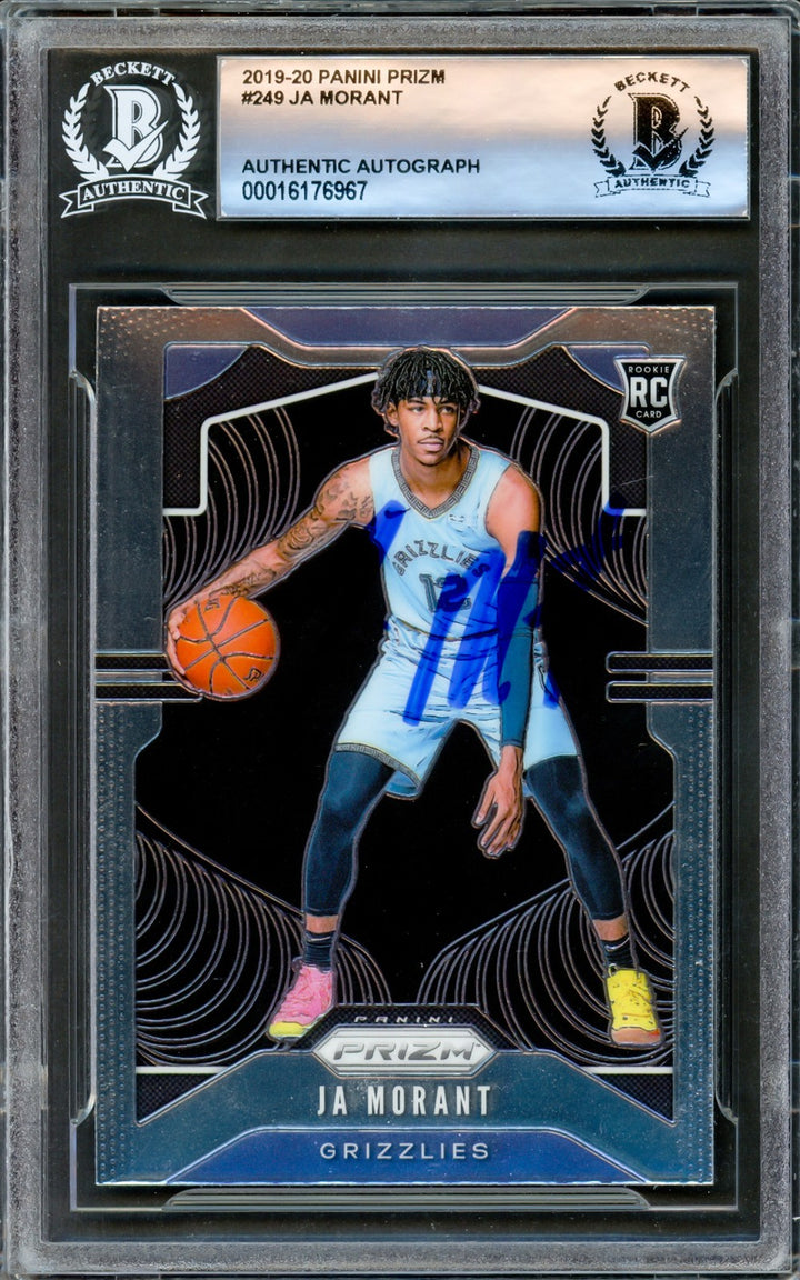 Ja Morant Signed 2019-20 Panini Prizm RC 249 Memphis Grizzlies Beckett