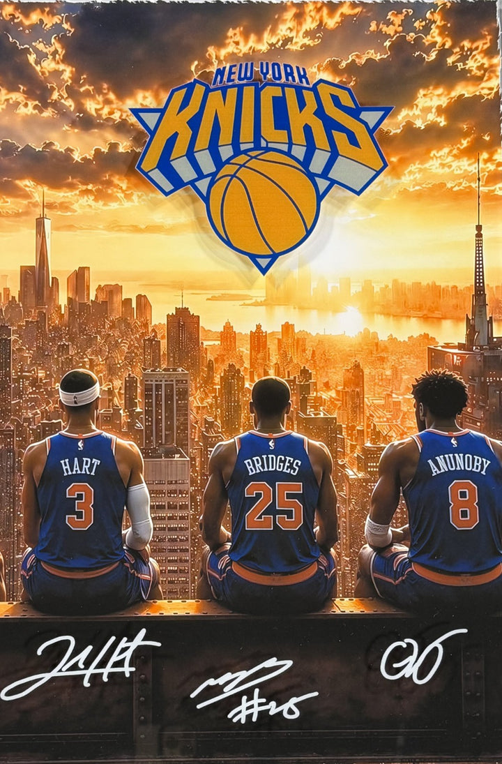 Knicks 2026 Team Starting 5 framed 3d Shadowbox Photo 26x26 Jalen Brunson Kat OG