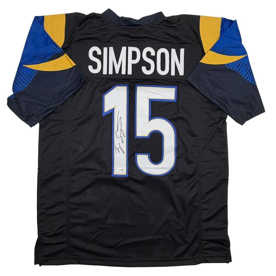 Autographed/Signed Ty Simpson Los Angeles LA Black Football Jersey JSA COA