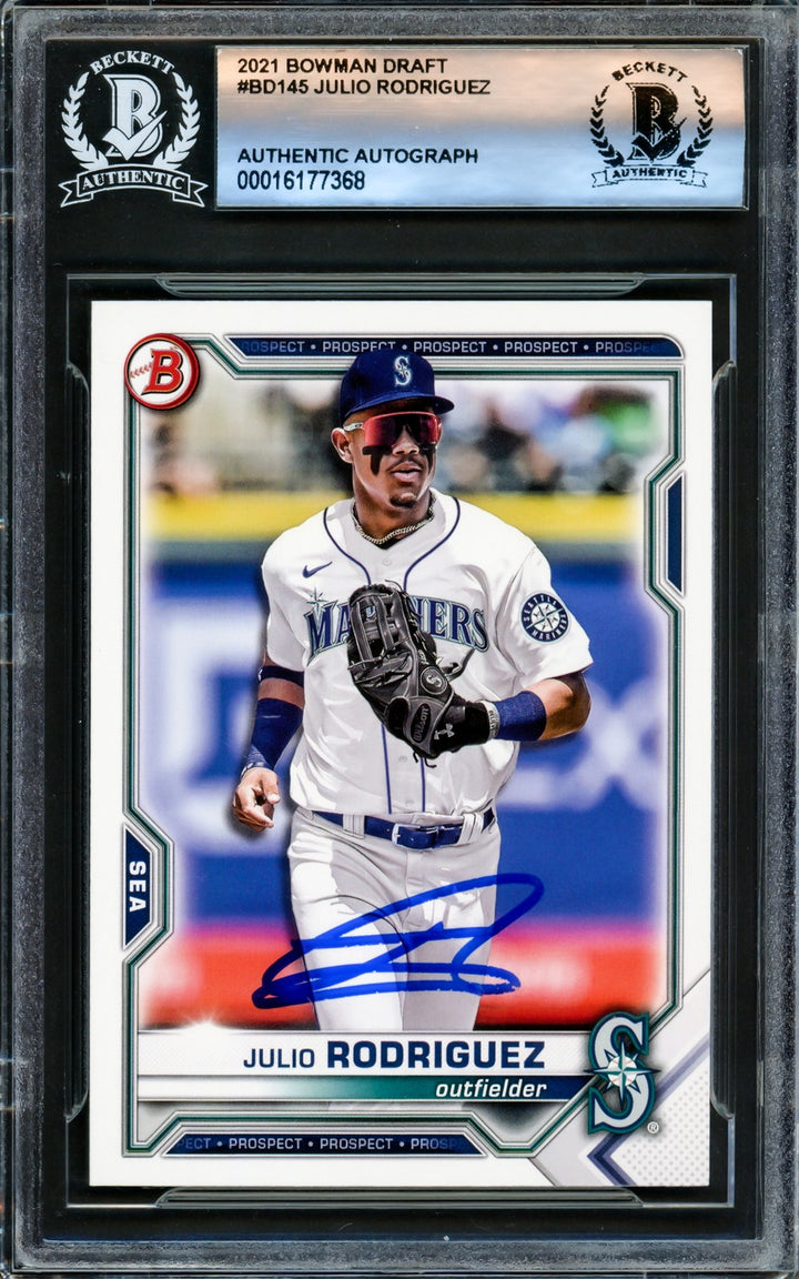 Julio Rodriguez Signed 2021 Bowman Draft RC #BD145 Seattle Mariners Beckett
