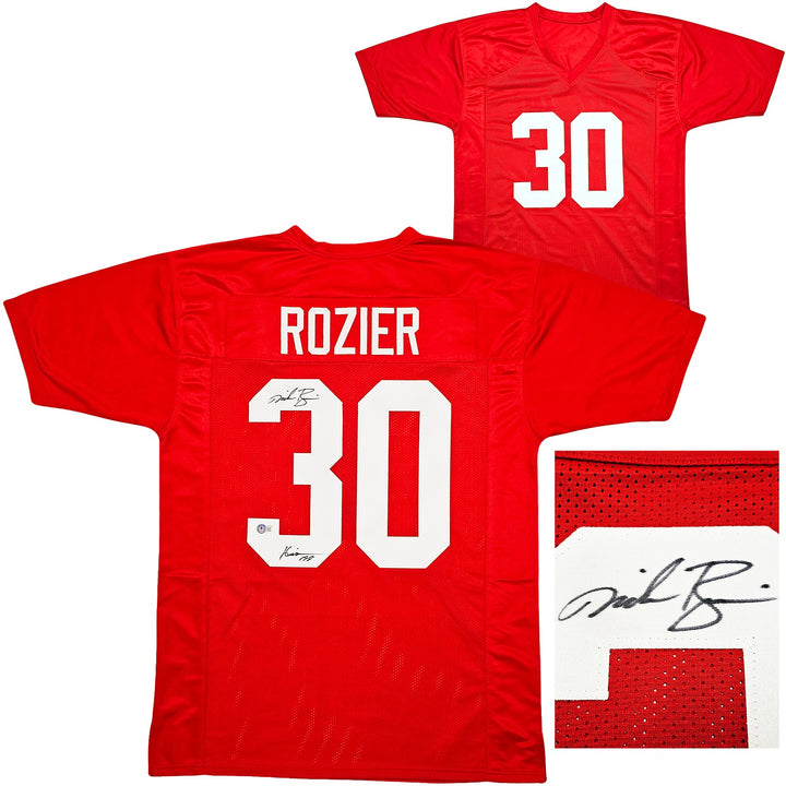 Nebraska Cornhuskers Mike Rozier Auto Signed Red Jersey "Heisman 1983" Beckett
