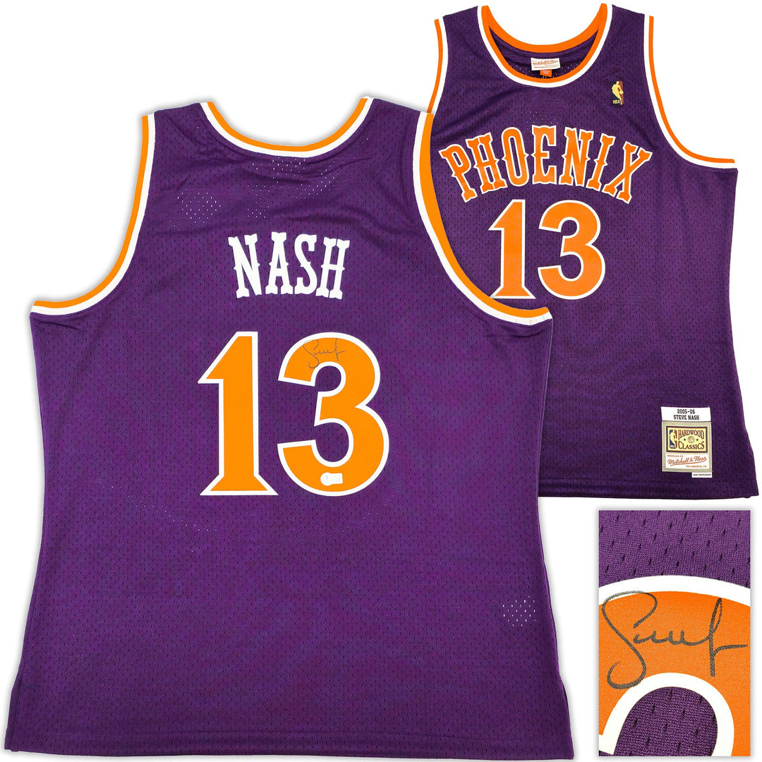 Suns Steve Nash Auto Purple Auth Mitchell Ness 05-06 HWC Swingman Jersey XL BAS