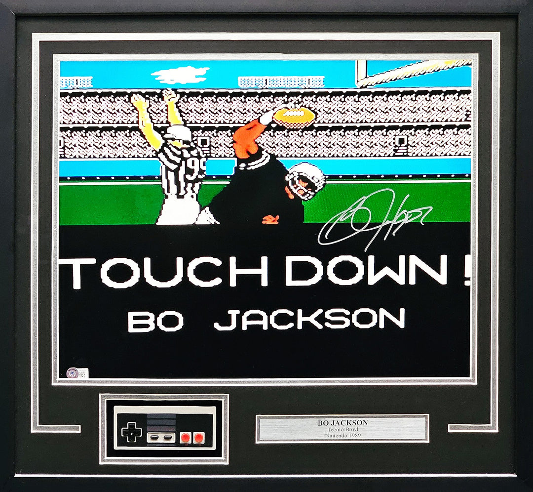 Bo Jackson Signed Framed 16x20 Nintendo Tecmo Bowl Photo With NES BAS Witness