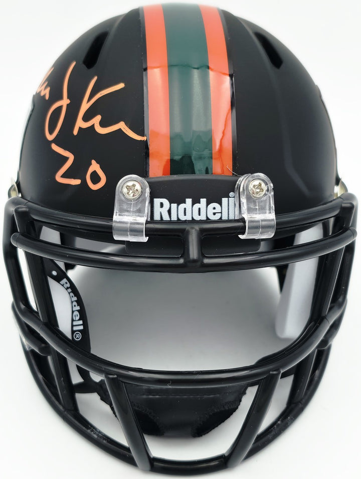 Bernie Kosar Auto Hurricanes Black Nights Alternate Speed Mini Helmet JSA Wit