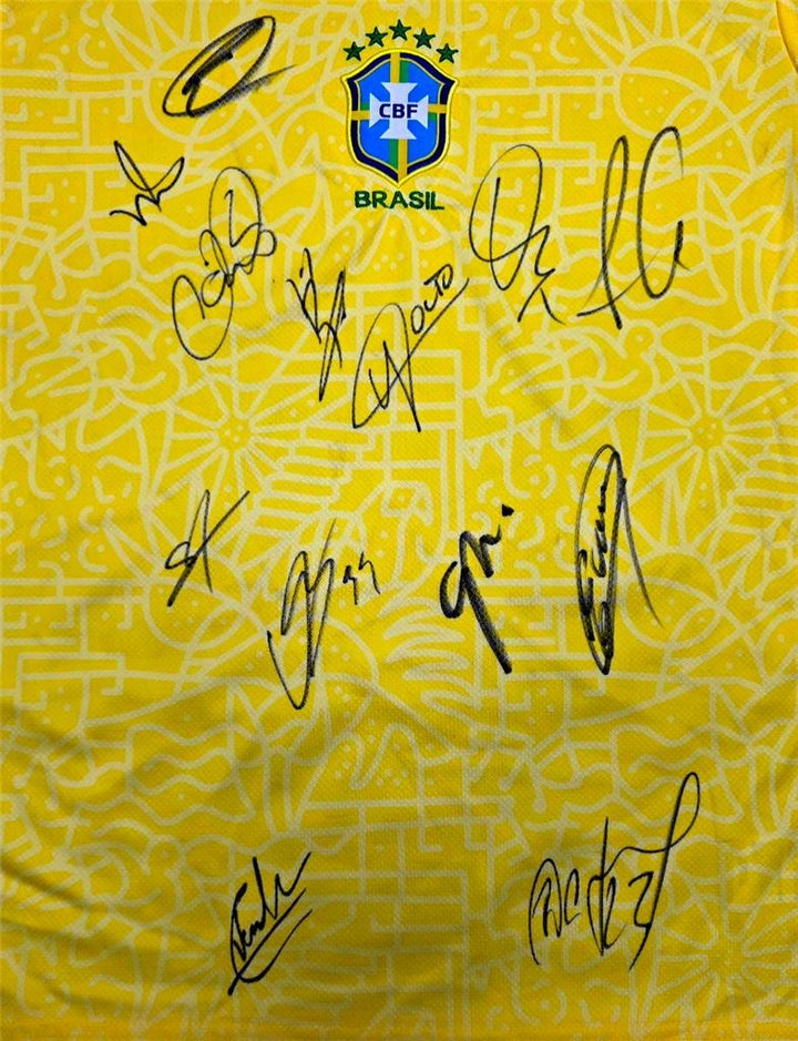 2024 Brazil Team Signed Jersey (15 Autos) Vini Jr, Rodrygo, Danilo, Rafael ~ JSA