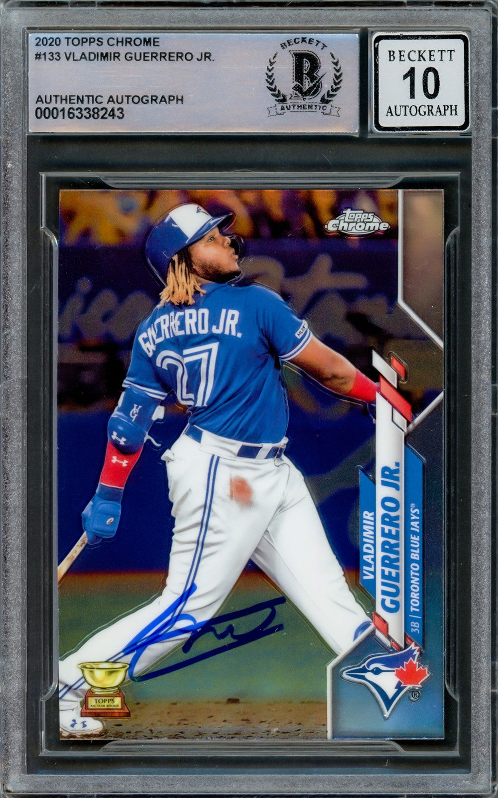Vladimir Guerrero Jr. Auto 2020 Topps Chrome Card 133 Blue Jays Auto 10 Beckett