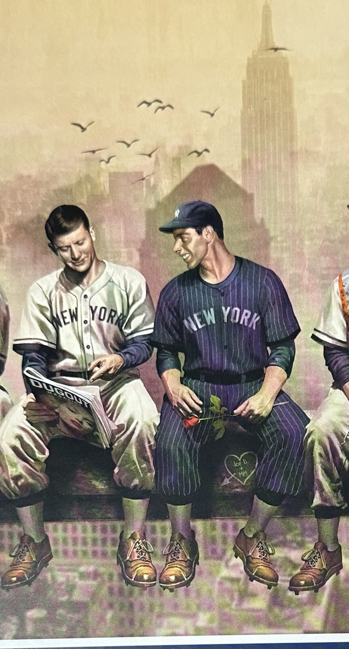 NY Yankees Lunch Atop An Empire 12x36 Litho Photo Jeter Mantle Joe Dimaggio COA