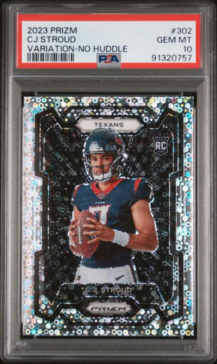 Graded 2023 Panini Prizm CJ Stroud #302 Variation No Huddle Rookie Card PSA 10