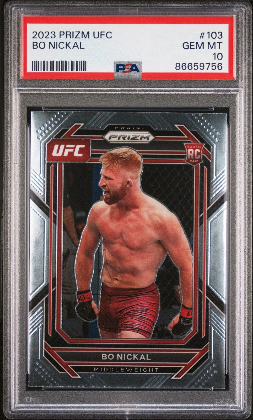 Graded 2023 Panini Prizm UFC Bo Nickal #103 Rookie UFC MMA Card PSA 10 Gem