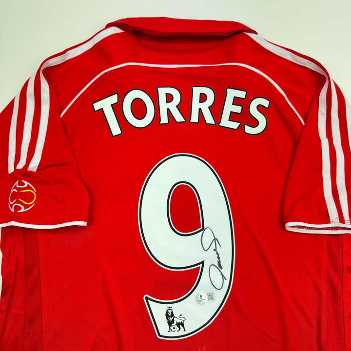 Autographed/Signed Fernando Torres Liverpool Red Jersey Beckett BAS COA