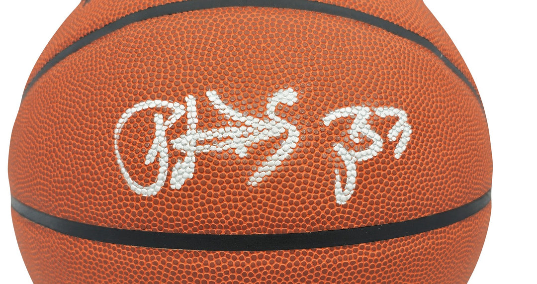 Patrick Ewing Signed Composite Leather Knicks Logo Basketball Beckett Wit