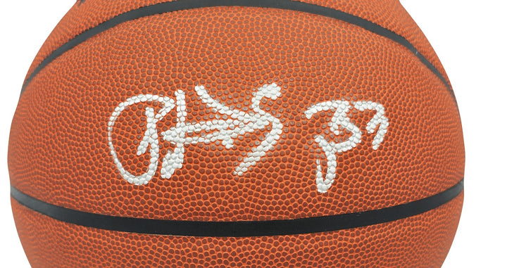 Patrick Ewing Signed Composite Leather Knicks Logo Basketball Beckett Wit