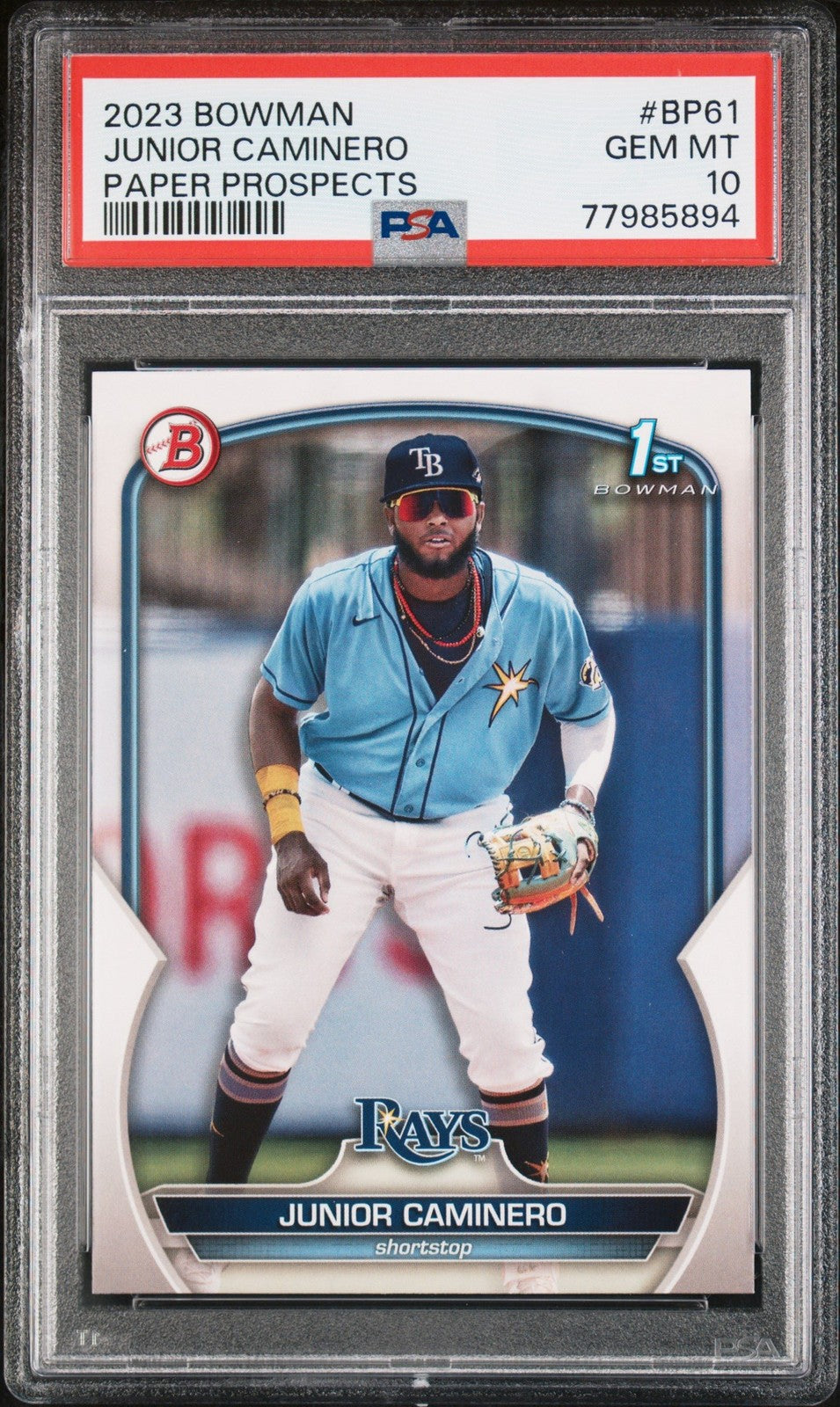 Graded 2023 Topps Bowman Junior Caminero #BP61 Rookie RC Card PSA 10