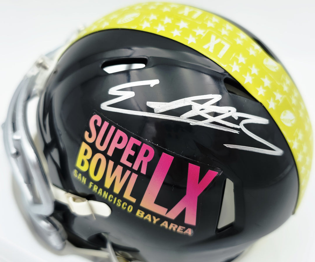 Nick Emmanwori Auto Seahawks Black Super Bowl LX Logo Speed Mini Helmet Beckett