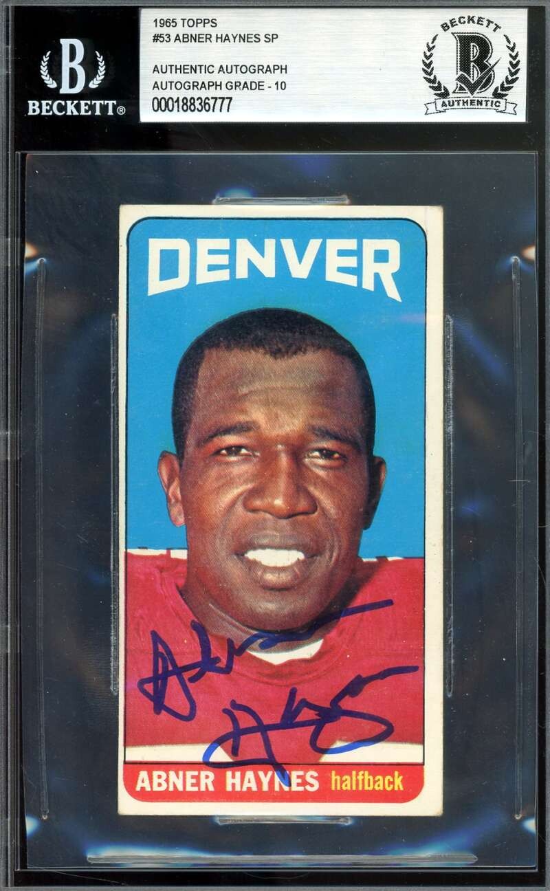 Abner Haynes Gem Mint 10 Beckett BAS Signed 1965 Topps SP Autograph
