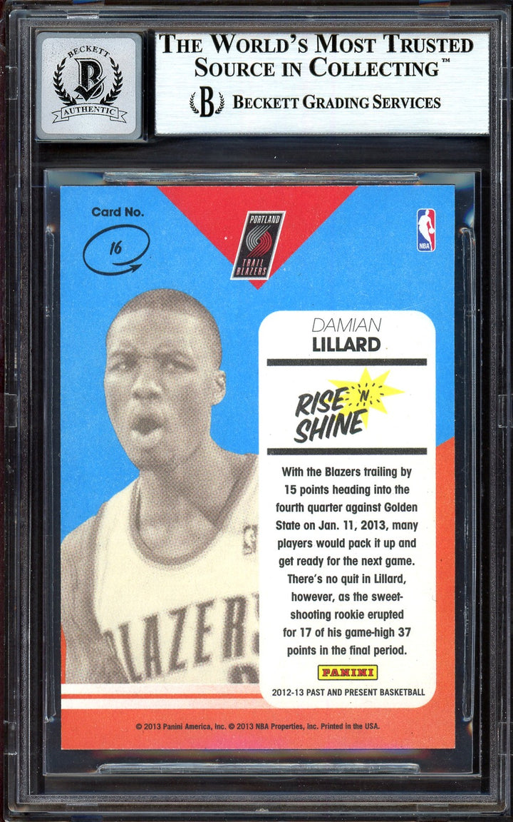 Damian Lillard Auto 2012-13 Panini Past Present Rise Shine RC 16 Sig 10 Beckett