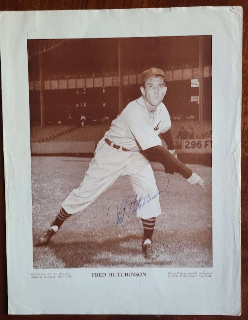 Fred Hutchinson JSA Signed 9x12 Photo M114 Baseball Magazine Premium Autograph