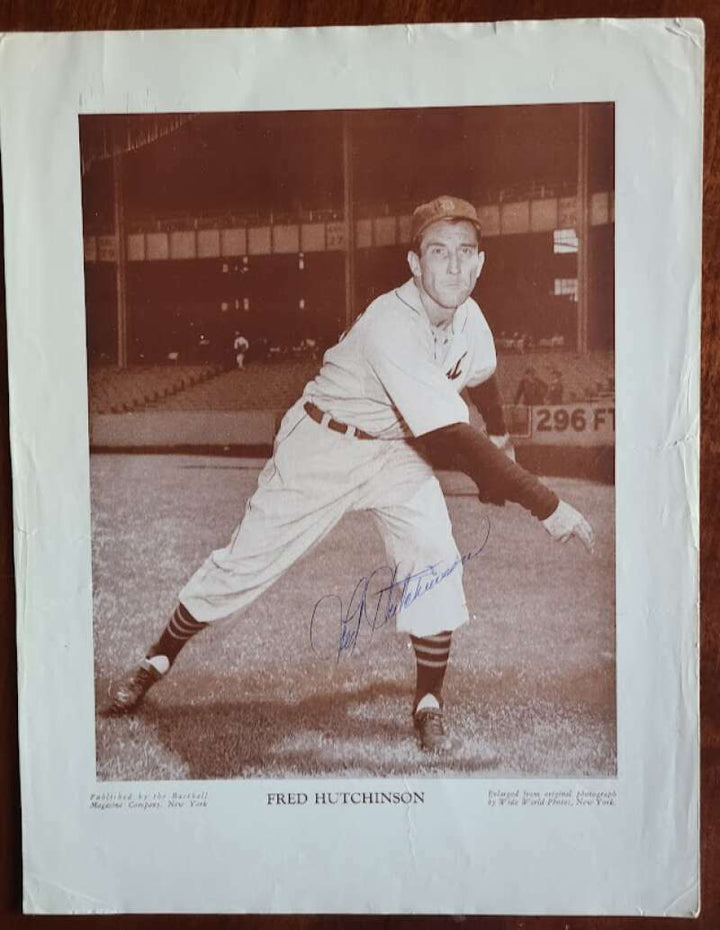 Fred Hutchinson JSA Signed 9x12 Photo M114 Baseball Magazine Premium Autograph