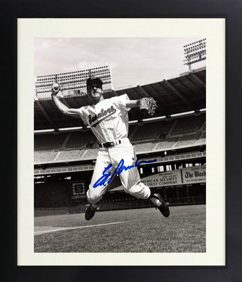 Ed Brinkman signed Washington Senators B&W 8x10 Photo Framed- COA/Show Ticket