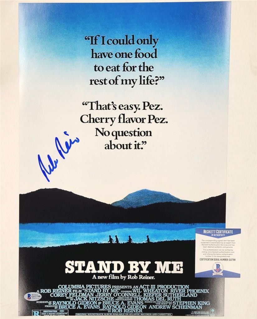 Rob Reiner signed Stand By Me 12x18 Movie Poster Photo Autograph ~ Beckett BAS