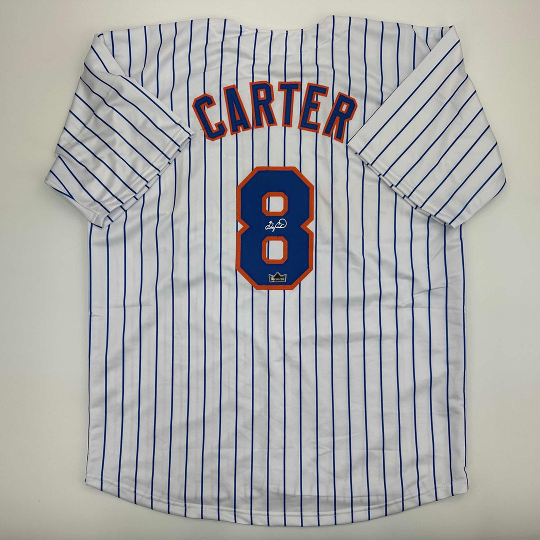 Facsimile Autographed Gary Carter New York Pinstripe Reprint Jersey Size Mens XL