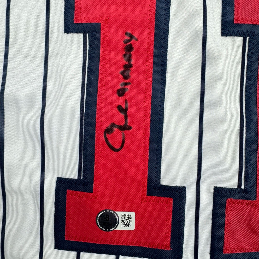 Autographed/Signed Chuck Knoblauch Minnesota Pinstripe Jersey BAS COA