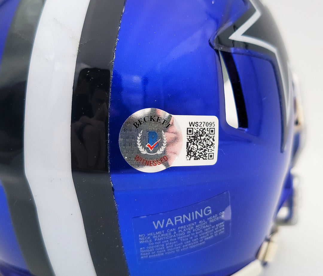 Herschel Walker Signed Dallas Cowboys Flash Blue Speed Mini Helmet Beckett