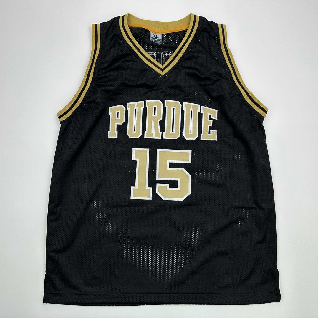 Facsimile Autographed Zach Edey Purdue Black Reprint Jersey Size Men's XL