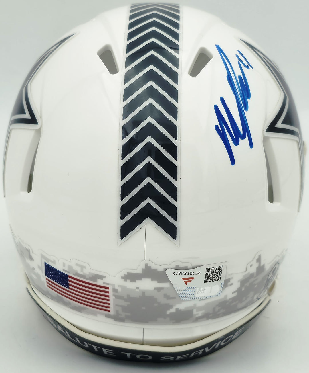 Micah Parson Auto Cowboys White Salute To Service Speed Mini Helmet Fanatics