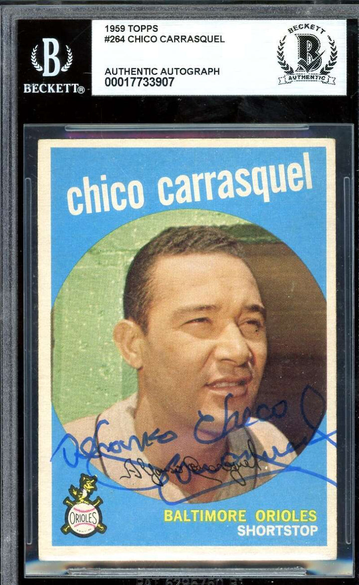 Chico Carrasquel Beckett BAS Signed 1959 Topps Autograph