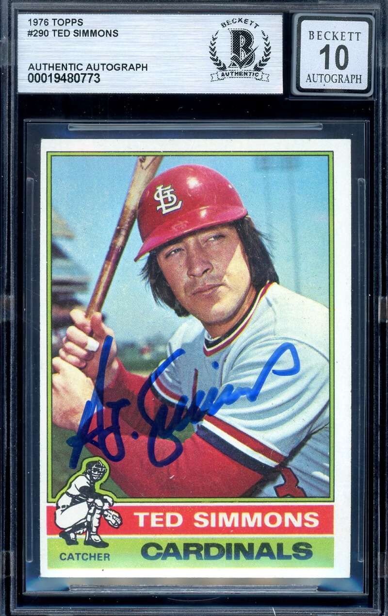 Ted Simmons Gem Mint 10 Beckett BAS Signed 1976 Topps Autograph Cardinals