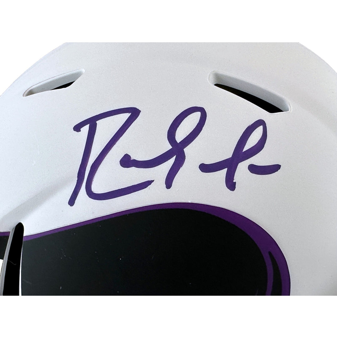 Randy Moss Signed Minnesota Vikings Lunar Eclipse White Mini Helmet BAS COA