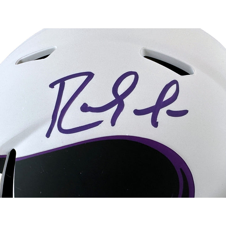 Randy Moss Signed Minnesota Vikings Lunar Eclipse White Mini Helmet BAS COA