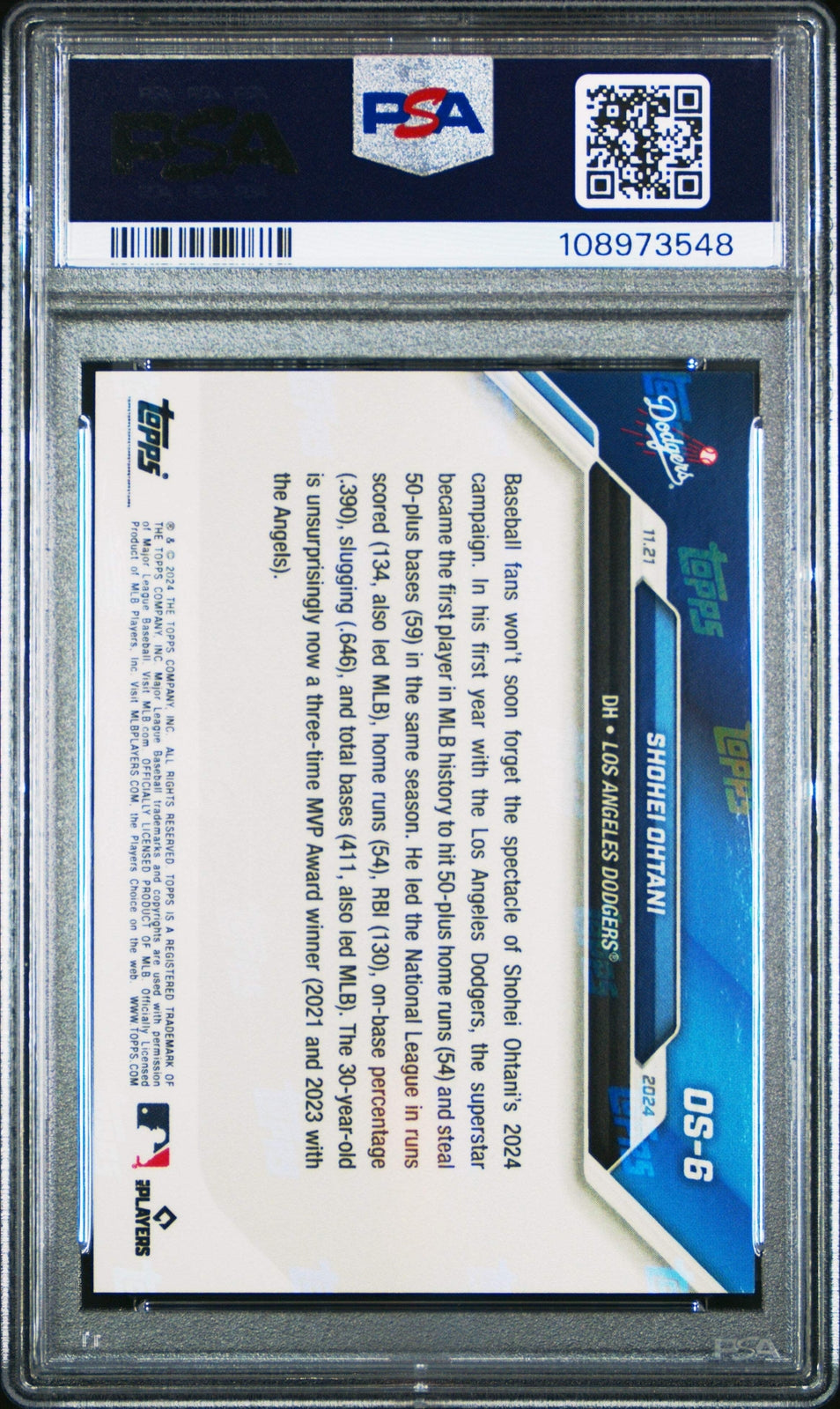 Graded 2024 Topps Now Shohei Ohtani #OS6 Offseason Baseball Card PSA 10 Gem Mint