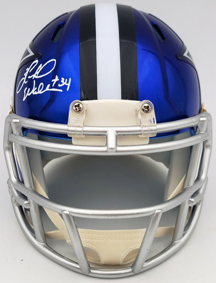 Herschel Walker Signed Dallas Cowboys Flash Blue Speed Mini Helmet Beckett