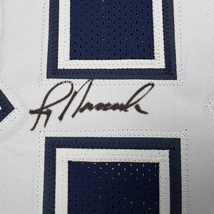 Autographed/Signed JAY NOVACEK Dallas Dark Blue Jersey JSA COA Auto