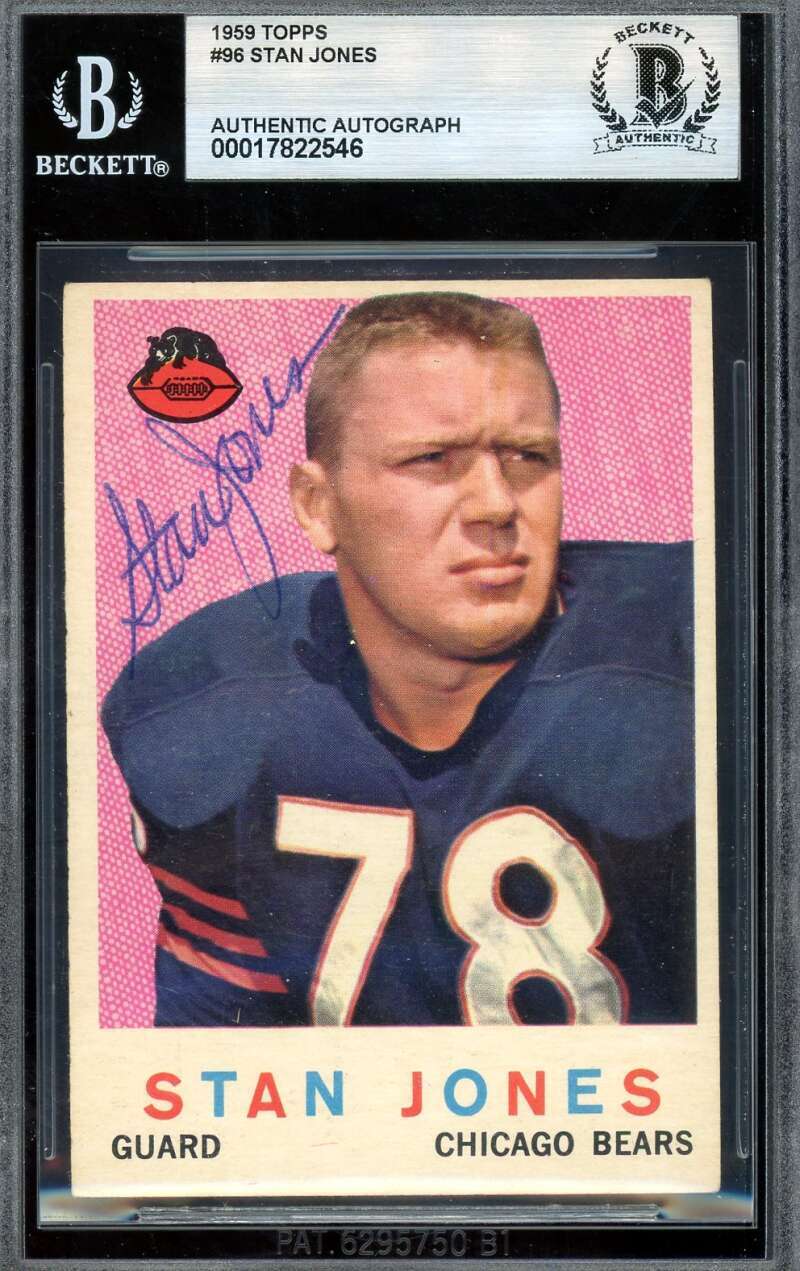 Stan Jones Beckett BAS Autograph 1959 Topps Signed