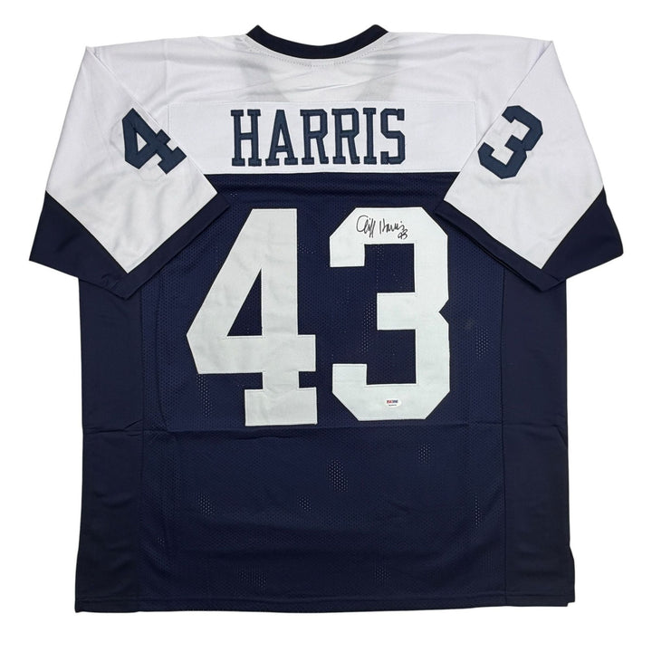 Autographed/Signed Cliff Harris Dallas Thanksgiving Football Jersey PSA/DNA COA
