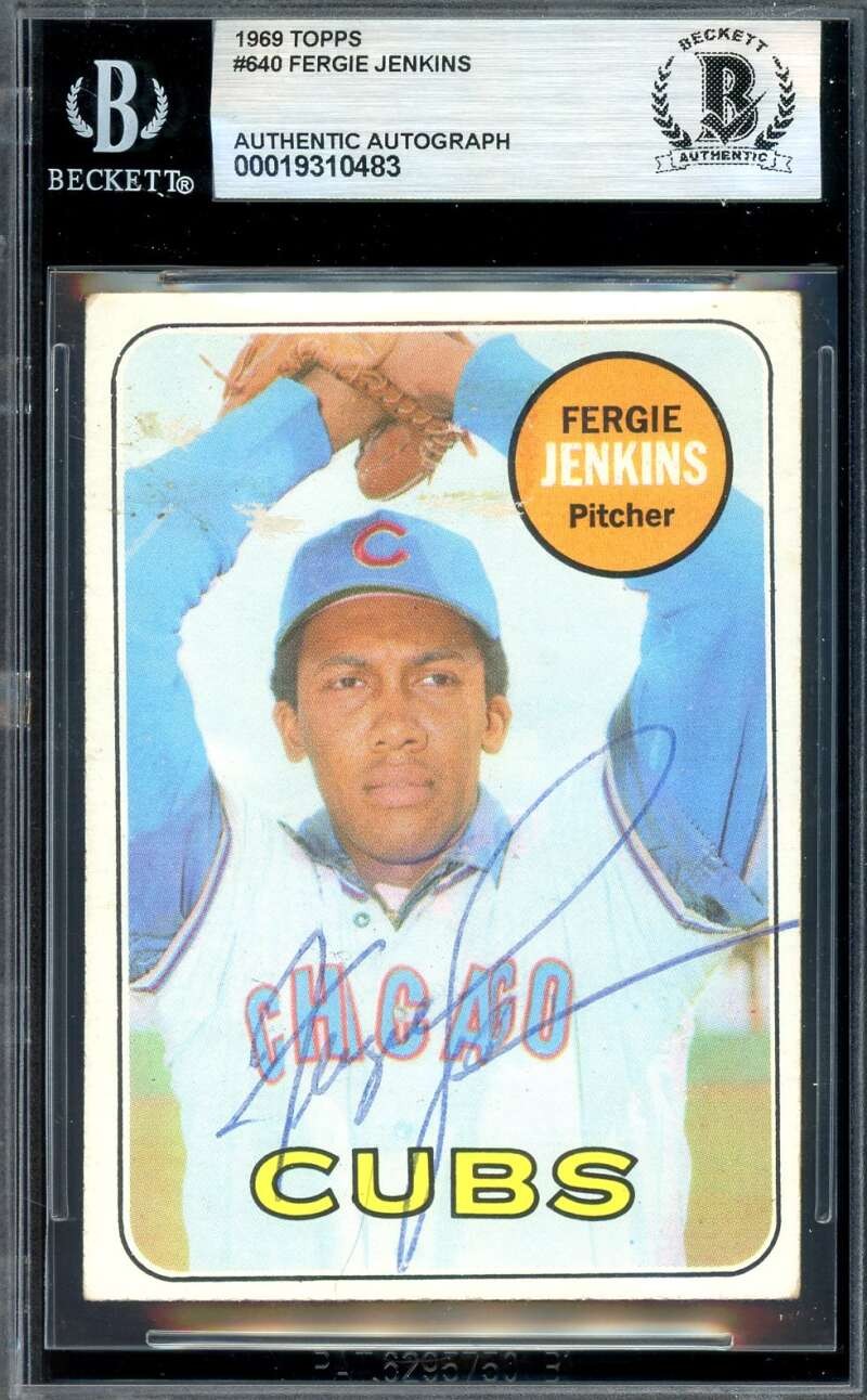 Fergie Jenkins Beckett BAS Vintage Signed 1969 Topps Autograph