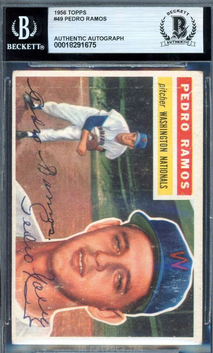 Pedro Ramos Beckett BAS Signed 1956 Topps Rookie Autograph