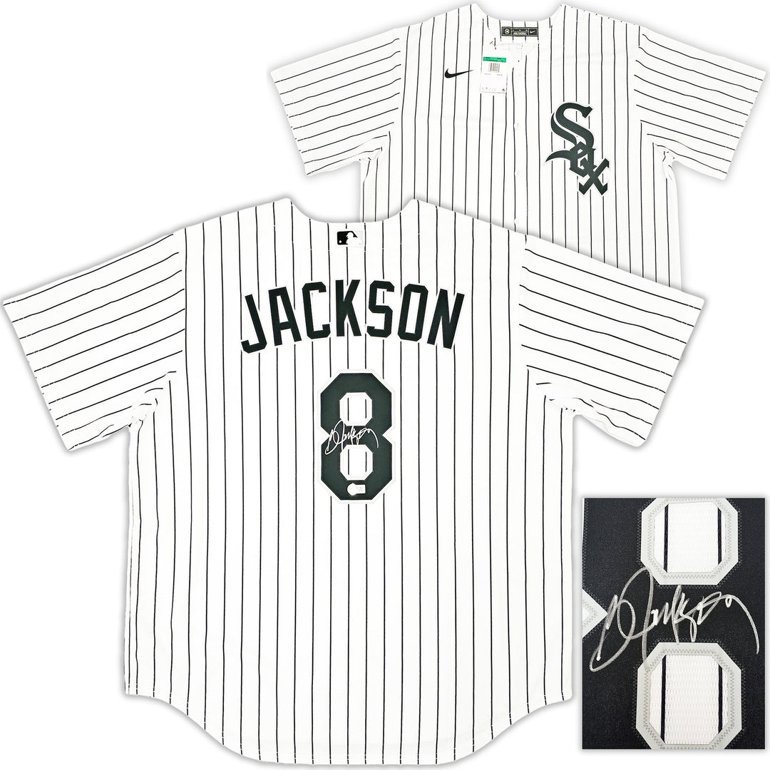 White Sox Bo Jackson Signed White Pinstripe Nike Jersey Size XL Beckett Wit