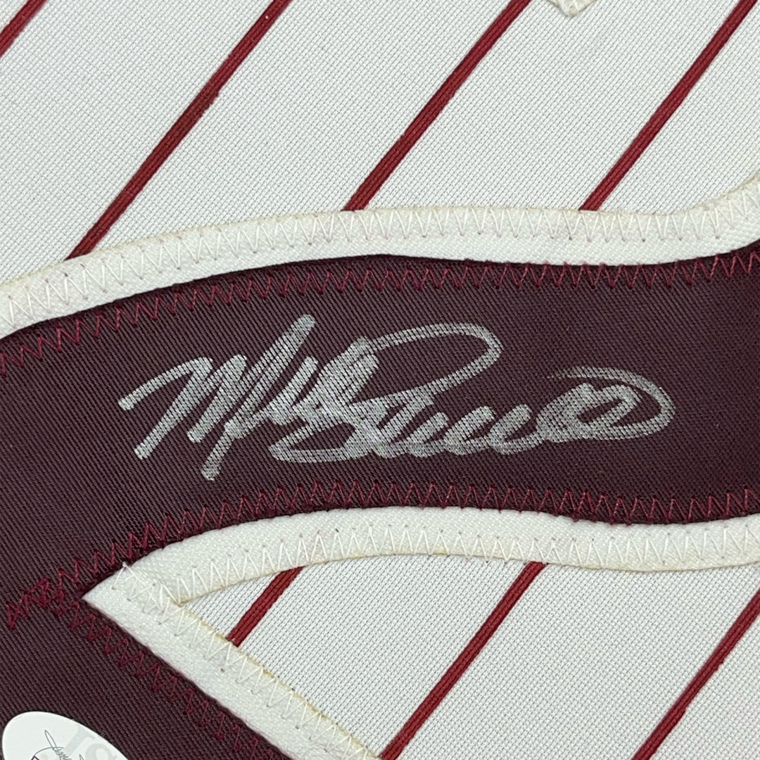FRAMED Autographed/Signed MIKE SCHMIDT 33x42 Philly Pinstripe Jersey JSA COA